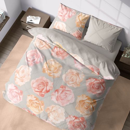 Спално бельо Primrose-2 Roses. 100% памучен сатен. 4 части: 2 калъфки, долен чаршаф и плик