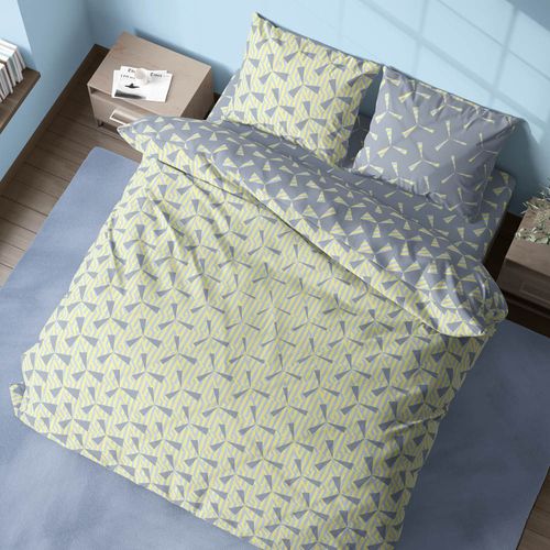 Спално бельо Promrose-2 Hexagons. 100% памучен сатен. 4 части: 2 калъфки, долен чаршаф и плик