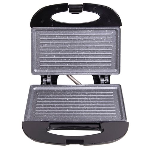 Тостер за сандвичи Rosberg R51442AM, Мраморно покритие, 750W, Грил, 2 тоста, Черен